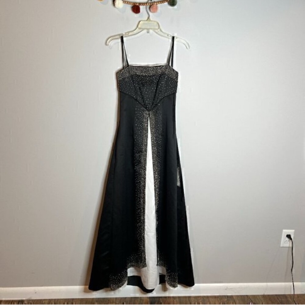 NWT Deadstock Y2K black and white beaded strapless gown